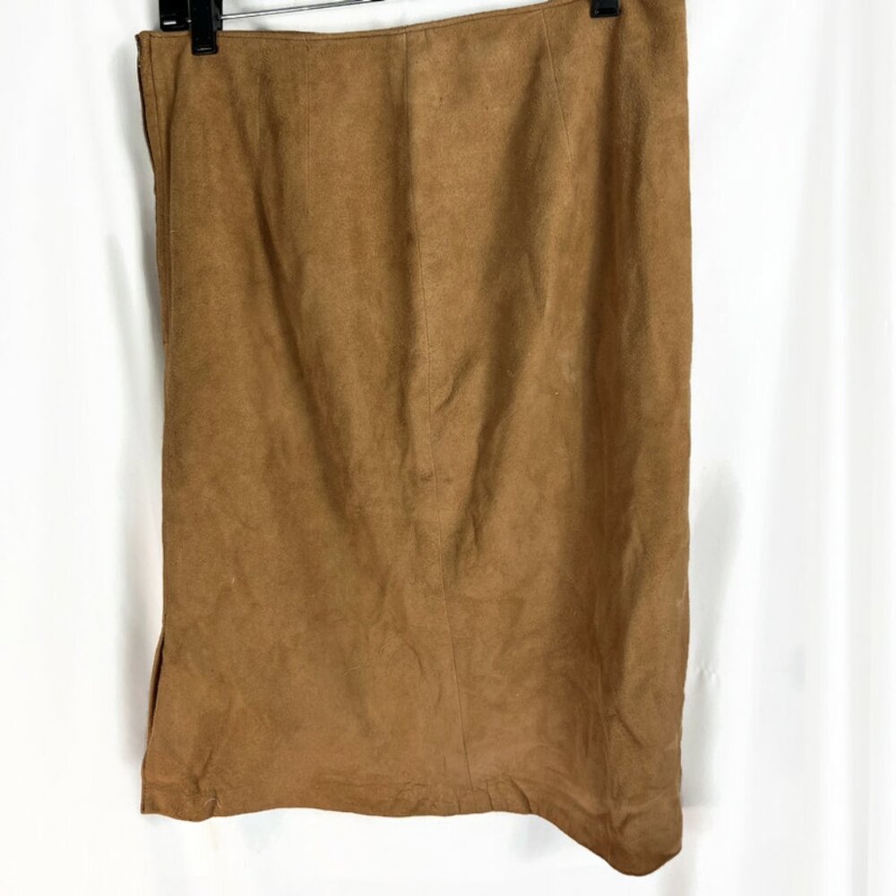 Vintage 80s Bettina Womens Light Brown Leather Skirt Size 10